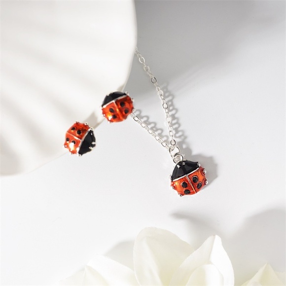 **SIBYL* 3-Pc Silver Ladybug Fashion Jewelry Set - Picture 3 of 7